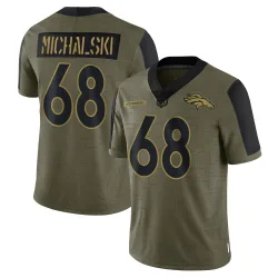 Men's Joe Michalski Denver Broncos No.68 Limited 2021 Salute To Service Jersey - Olive