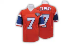 Men's John Elway Denver Broncos No.7 Authentic Mitchell And Ness With 75TH Patch Throwback Jersey - Orange
