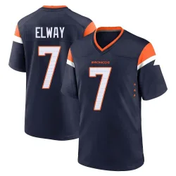 Men's John Elway Denver Broncos No.7 Game Alternate Jersey - Navy