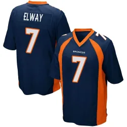 Men's John Elway Denver Broncos No.7 Game Alternate Jersey - Navy Blue