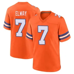 Men's John Elway Denver Broncos No.7 Game Alternate Mile High Collection 1977 Throwback Jersey - Orange