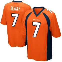 Men's John Elway Denver Broncos No.7 Game Team Color Jersey - Orange