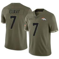 Men's John Elway Denver Broncos No.7 Limited 2022 Salute To Service Jersey - Olive