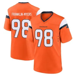 Men's John Franklin-Myers Denver Broncos No.98 Game Jersey - Orange