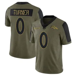 Men's Jordan Turner Denver Broncos No.0 Limited 2021 Salute To Service Jersey - Olive