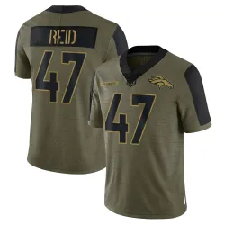 Men's Karene Reid Denver Broncos No.47 Limited 2021 Salute To Service Jersey - Olive