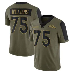 Men's Kristian Williams Denver Broncos No.75 Limited 2021 Salute To Service Jersey - Olive