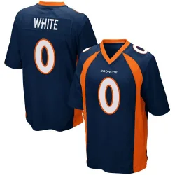 Men's Kyrese White Denver Broncos No.0 Game Alternate Jersey - Navy Blue