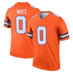 Men's Kyrese White Denver Broncos No.0 Legend Alternate Mile High Collection 1977 Throwback Jersey - Orange