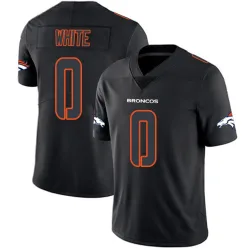 Men's Kyrese White Denver Broncos No.0 Limited Jersey - Black Impact