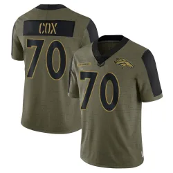 Men's Marques Cox Denver Broncos No.70 Limited 2021 Salute To Service Jersey - Olive