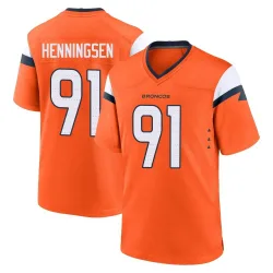 Men's Matt Henningsen Denver Broncos No.91 Game Jersey - Orange