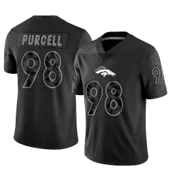 Men's Mike Purcell Denver Broncos No.98 Limited Reflective Jersey - Black