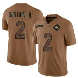 Men's Pat Surtain II Denver Broncos No.2 Limited 2023 Salute To Service Jersey - Brown