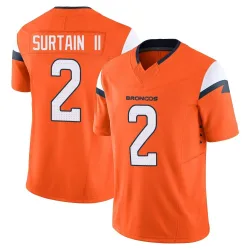 Men's Pat Surtain II Denver Broncos No.2 Limited Vapor F.U.S.E. 2nd Jersey - Orange