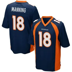 Men's Peyton Manning Denver Broncos No.18 Game Alternate Jersey - Navy Blue