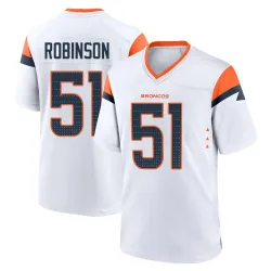 Men's Que Robinson Denver Broncos No.51 Game 2nd Jersey - White