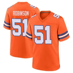 Men's Que Robinson Denver Broncos No.51 Game Alternate Mile High Collection 1977 Throwback Jersey - Orange