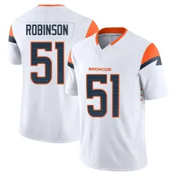 Men's Que Robinson Denver Broncos No.51 Limited Vapor F.U.S.E. Jersey - White