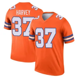 Men's RJ Harvey Denver Broncos No.37 Legend Alternate Mile High Collection 1977 Throwback Jersey - Orange