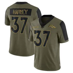 Men's RJ Harvey Denver Broncos No.37 Limited 2021 Salute To Service Jersey - Olive