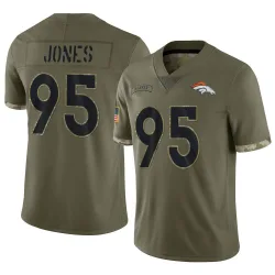 Men's Sai'vion Jones Denver Broncos No.95 Limited 2022 Salute To Service Jersey - Olive