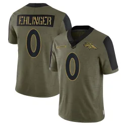Men's Sam Ehlinger Denver Broncos No.0 Limited 2021 Salute To Service Jersey - Olive