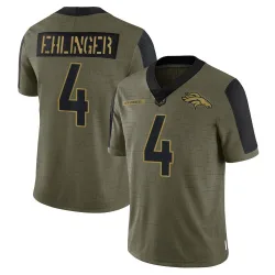 Men's Sam Ehlinger Denver Broncos No.4 Limited 2021 Salute To Service Jersey - Olive