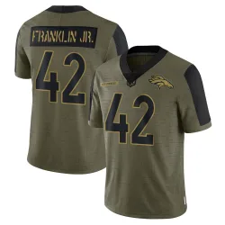 Men's Sam Franklin Jr. Denver Broncos No.42 Limited 2021 Salute To Service Jersey - Olive