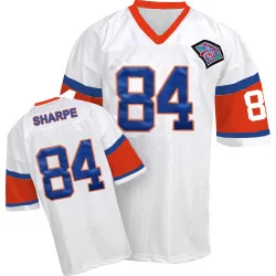 Men's Shannon Sharpe Denver Broncos No.84 Authentic Mitchell And Ness With 75 Anniversary Patch Throwback Jersey - White