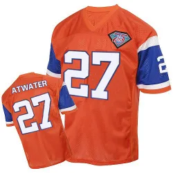 Men's Steve Atwater Denver Broncos No.27 Authentic Mitchell And Ness With 75TH Patch Throwback Jersey - Orange