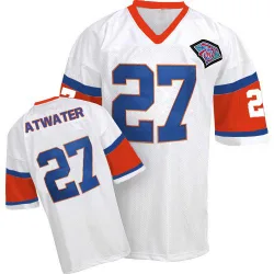 Men's Steve Atwater Denver Broncos No.27 Authentic Mitchell And Ness With 75TH Patch Throwback Jersey - White