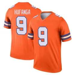 Men's Talanoa Hufanga Denver Broncos No.9 Legend Alternate Mile High Collection 1977 Throwback Jersey - Orange