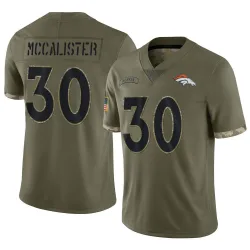 Men's Tanner McCalister Denver Broncos No.30 Limited 2022 Salute To Service Jersey - Olive