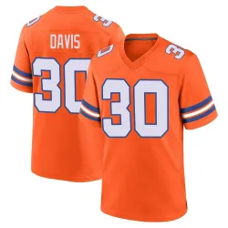 Men's Terrell Davis Denver Broncos No.30 Game Alternate Mile High Collection 1977 Throwback Jersey - Orange