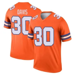 Men's Terrell Davis Denver Broncos No.30 Legend Alternate Mile High Collection 1977 Throwback Jersey - Orange