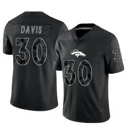 Men's Terrell Davis Denver Broncos No.30 Limited Reflective Jersey - Black