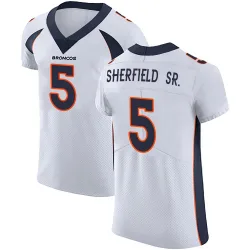 Men's Trent Sherfield Sr. Denver Broncos No.5 Elite Vapor Untouchable Jersey - White