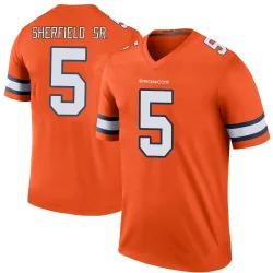 Men's Trent Sherfield Sr. Denver Broncos No.5 Legend Color Rush Jersey - Orange