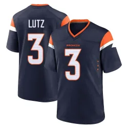 Men's Wil Lutz Denver Broncos No.3 Game Alternate Jersey - Navy