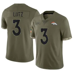 Men's Wil Lutz Denver Broncos No.3 Limited 2022 Salute To Service Jersey - Olive