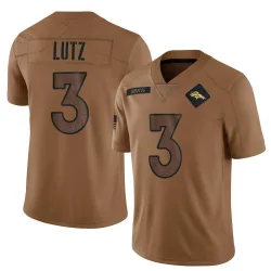 Men's Wil Lutz Denver Broncos No.3 Limited 2023 Salute To Service Jersey - Brown