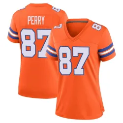 Women's A.T. Perry Denver Broncos No.87 Game Alternate Mile High Collection 1977 Throwback Jersey - Orange