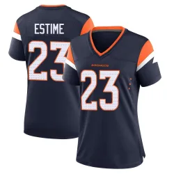 Women's Audric Estime Denver Broncos No.23 Game Alternate Jersey - Navy