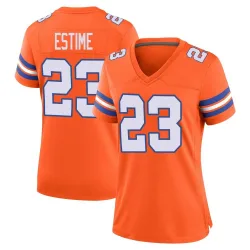 Women's Audric Estime Denver Broncos No.23 Game Alternate Mile High Collection 1977 Throwback Jersey - Orange