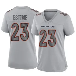 Women's Audric Estime Denver Broncos No.23 Game Atmosphere Fashion Jersey - Gray