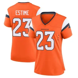 Women's Audric Estime Denver Broncos No.23 Game Jersey - Orange