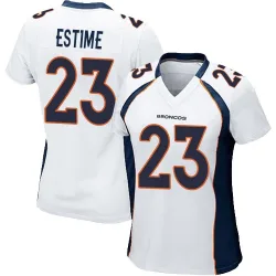 Women's Audric Estime Denver Broncos No.23 Game Jersey - White