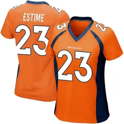 Women's Audric Estime Denver Broncos No.23 Game Team Color Jersey - Orange