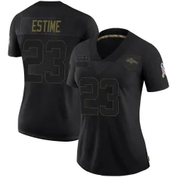 Women's Audric Estime Denver Broncos No.23 Limited 2020 Salute To Service Jersey - Black